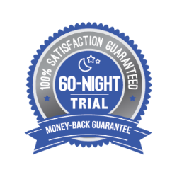 Seal with '100% Satisfaction Guaranteed, 60-Night Trial, Money-Back Guarantee' text on a white background